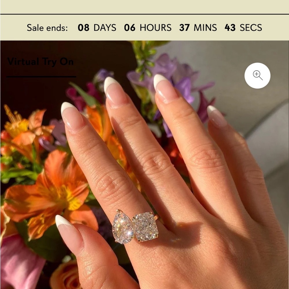 Elegant Women's Doux  Ring Two Diamond Ring